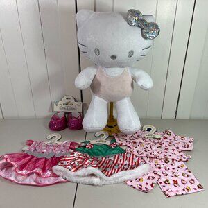 Build A Bear Holiday 25th Anniversary White Hello Kitty w/ NEW Outfits & Shoes